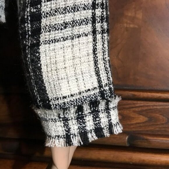 G by Giuliana Ivory Plaid Finge Trim Royal Crest Button Double Breasted Jacket - Picture 14 of 16